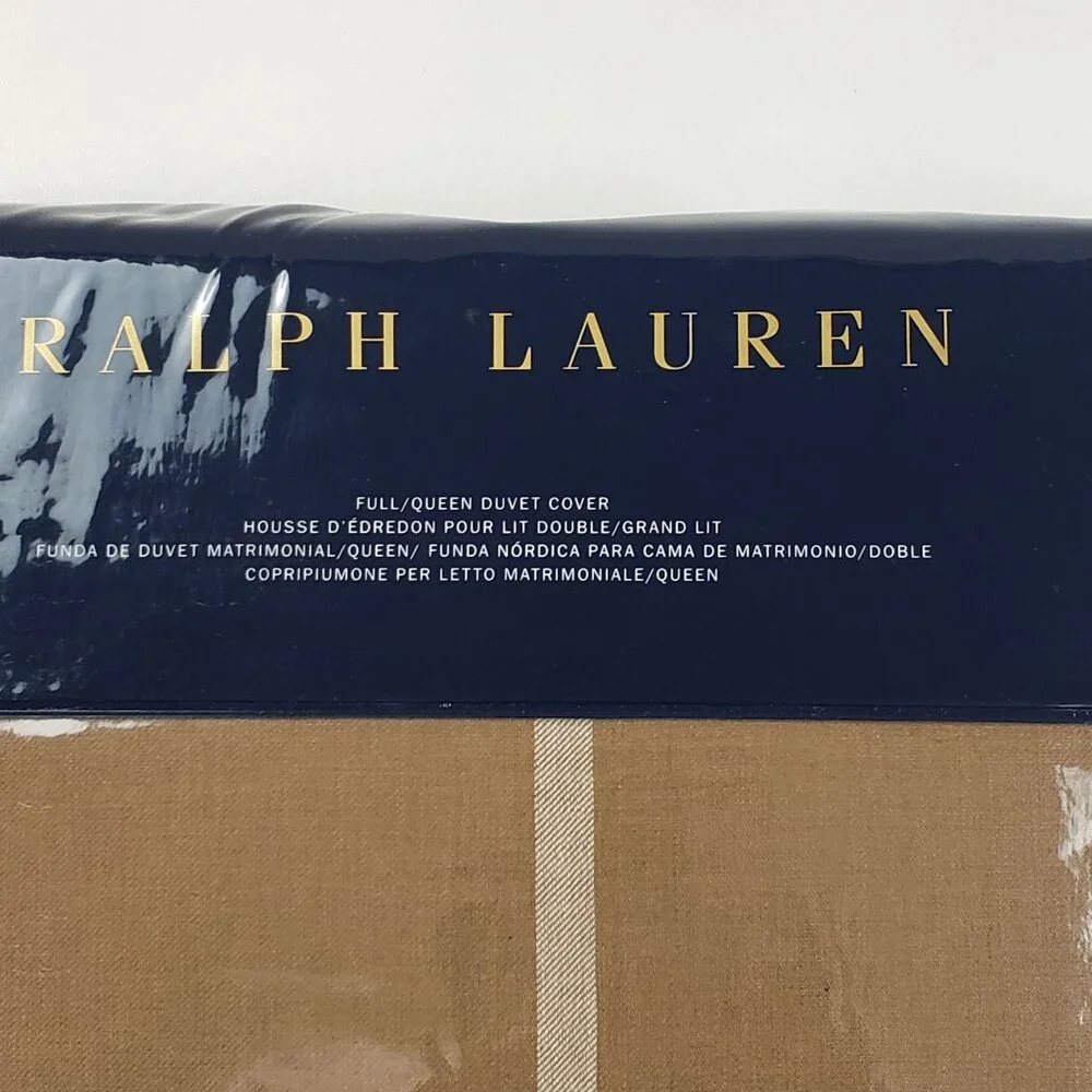 Ralph Lauren Equestrian Windowpane Duvet Cover Full/Queen Camel Cream Cashmere